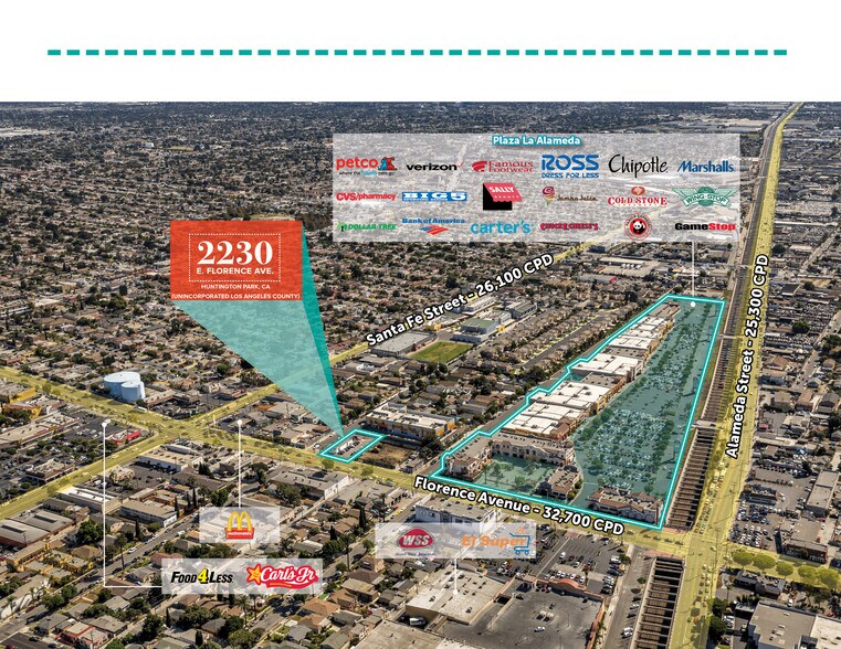 2230 E Florence Ave, Huntington Park, CA à louer - Aérien – Image 2 sur 3