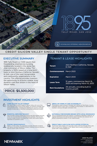 Plus de détails pour 1895 Tully Rd, San Jose, CA - Local commercial à vendre