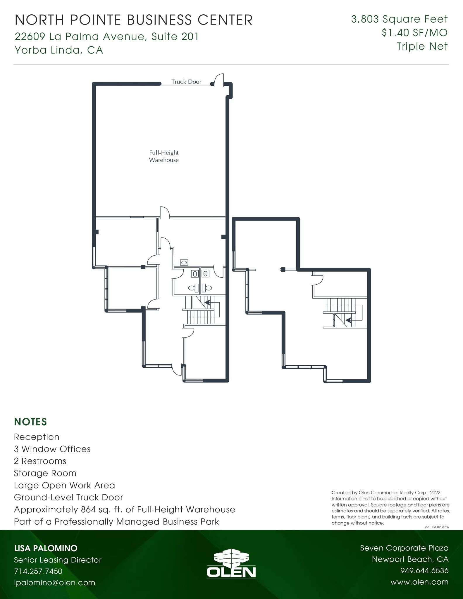22609 La Palma Ave, Yorba Linda, CA à louer Plan d’étage– Image 1 sur 1