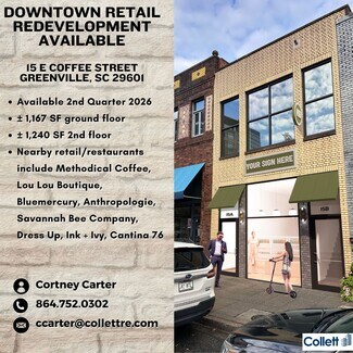 Plus de détails pour 15 E Coffee St, Greenville, SC - Bureau/Local commercial, Local commercial à louer