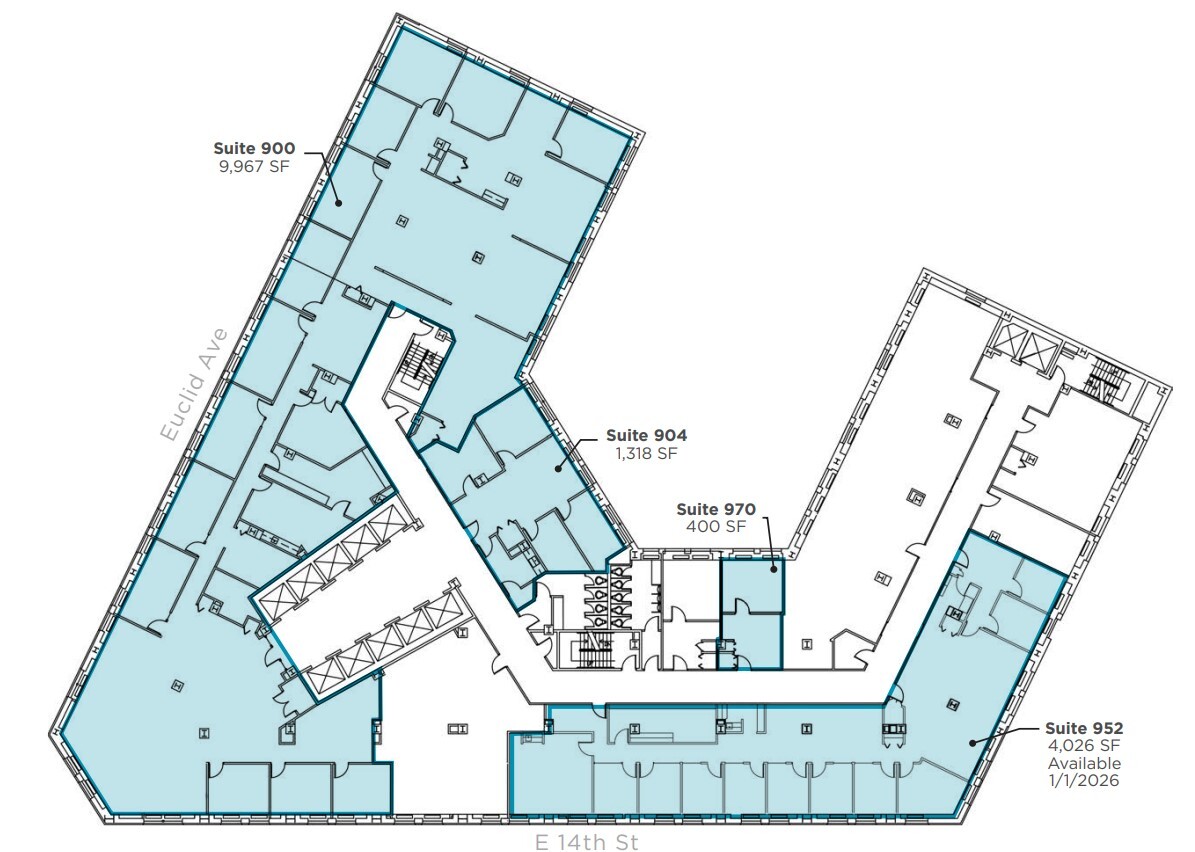1400-1422 Euclid Ave, Cleveland, OH à louer Plan d’étage– Image 1 sur 1