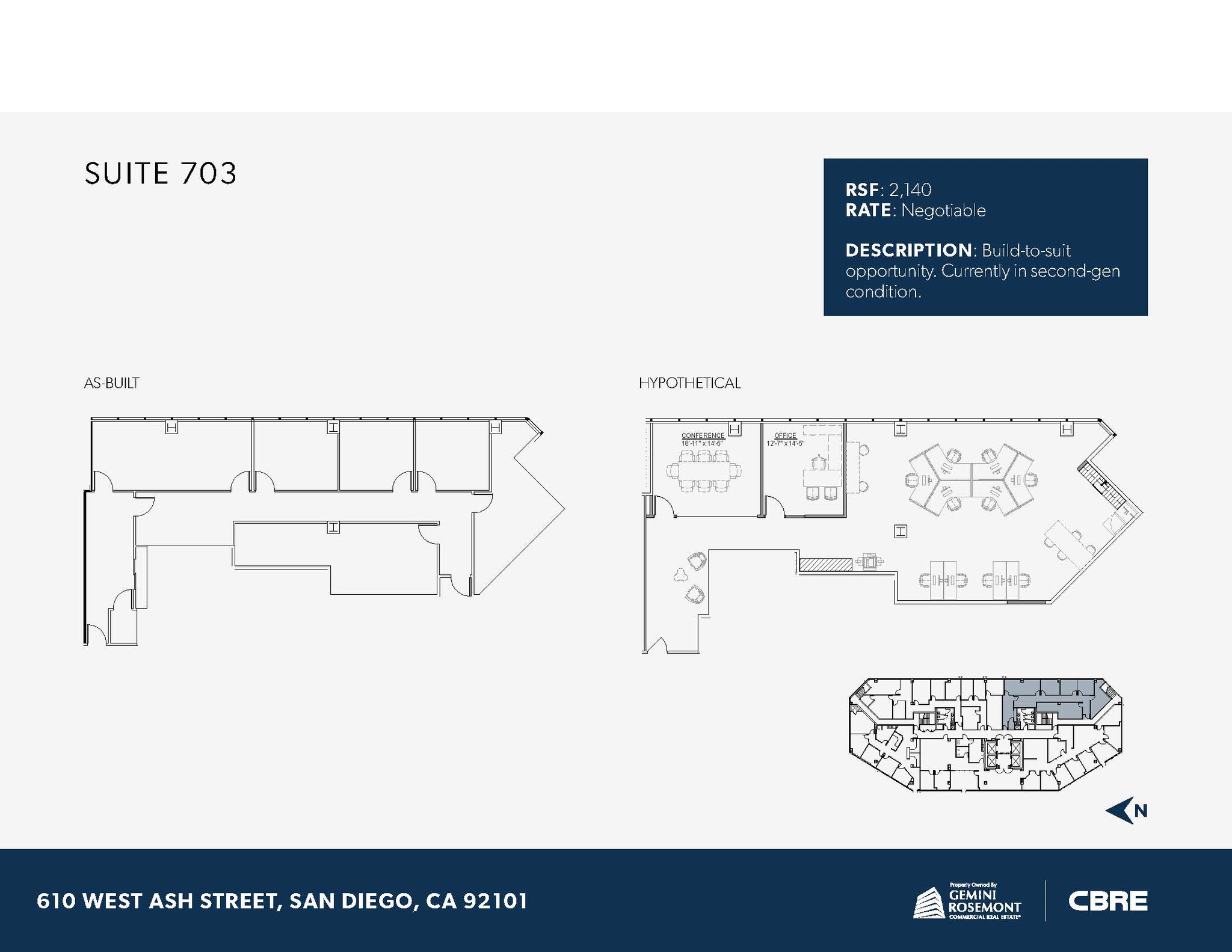 610 W Ash St, San Diego, CA à louer Plan d’étage– Image 1 sur 1