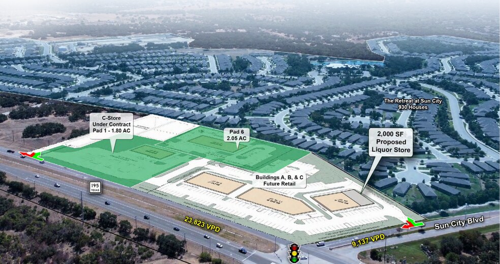 TX-195 & Sun City Blvd, Georgetown, TX à vendre - Photo de l’immeuble – Image 1 sur 9
