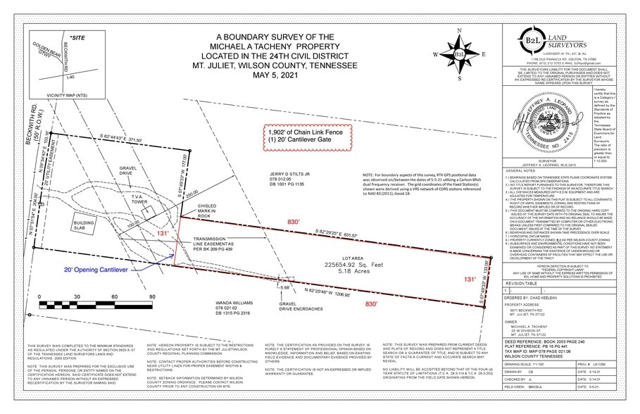 5971 Beckwith Rd, Mount Juliet, TN à vendre - Plan de site – Image 2 sur 2