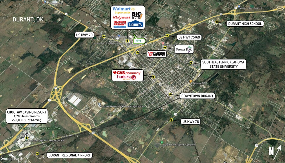 3106 University Blvd, Durant, OK à vendre - Aérien – Image 3 sur 3