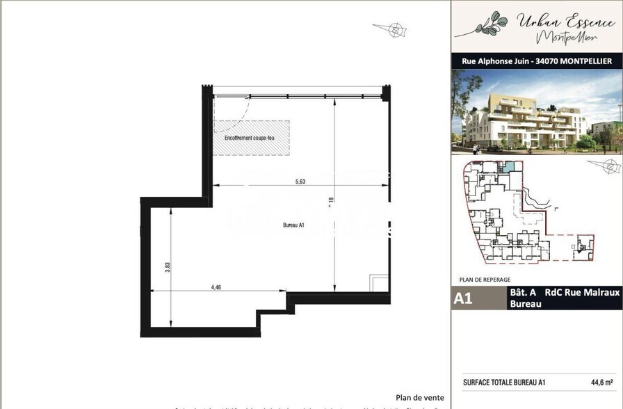 Bureau dans Montpellier à vendre - Plan d’étage – Image 2 sur 3