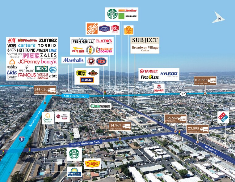 701 -777 Broadway, El Cajon, CA à vendre - Aérien – Image 2 sur 7