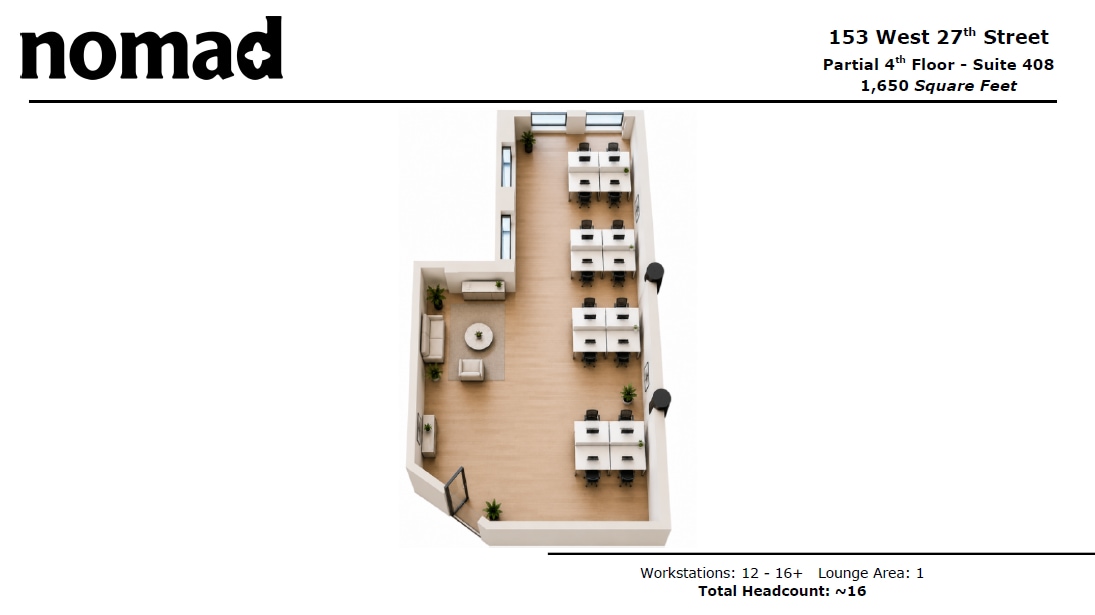 153 W 27th St, New York, NY à louer Plan d’étage– Image 1 sur 5