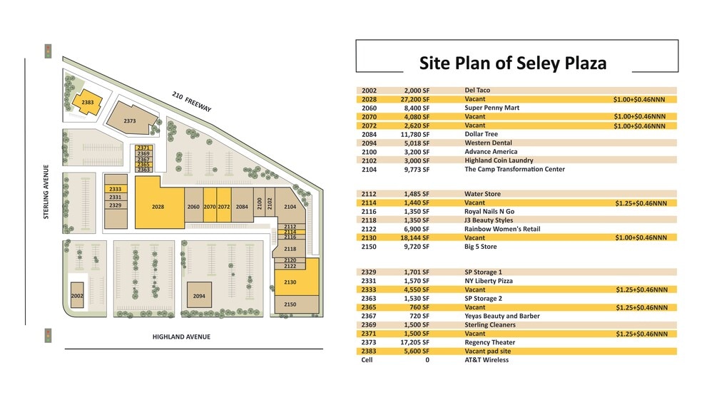 2100-2130 E Highland Ave, San Bernardino, CA à louer - Plan de site – Image 2 sur 2