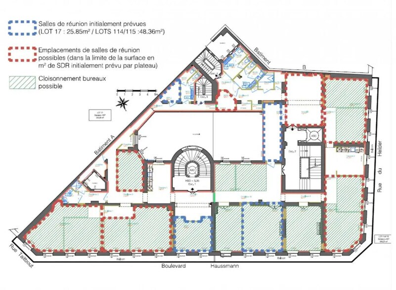 13 Bis Boulevard Haussmann, Paris à louer - Plan d’étage – Image 2 sur 3