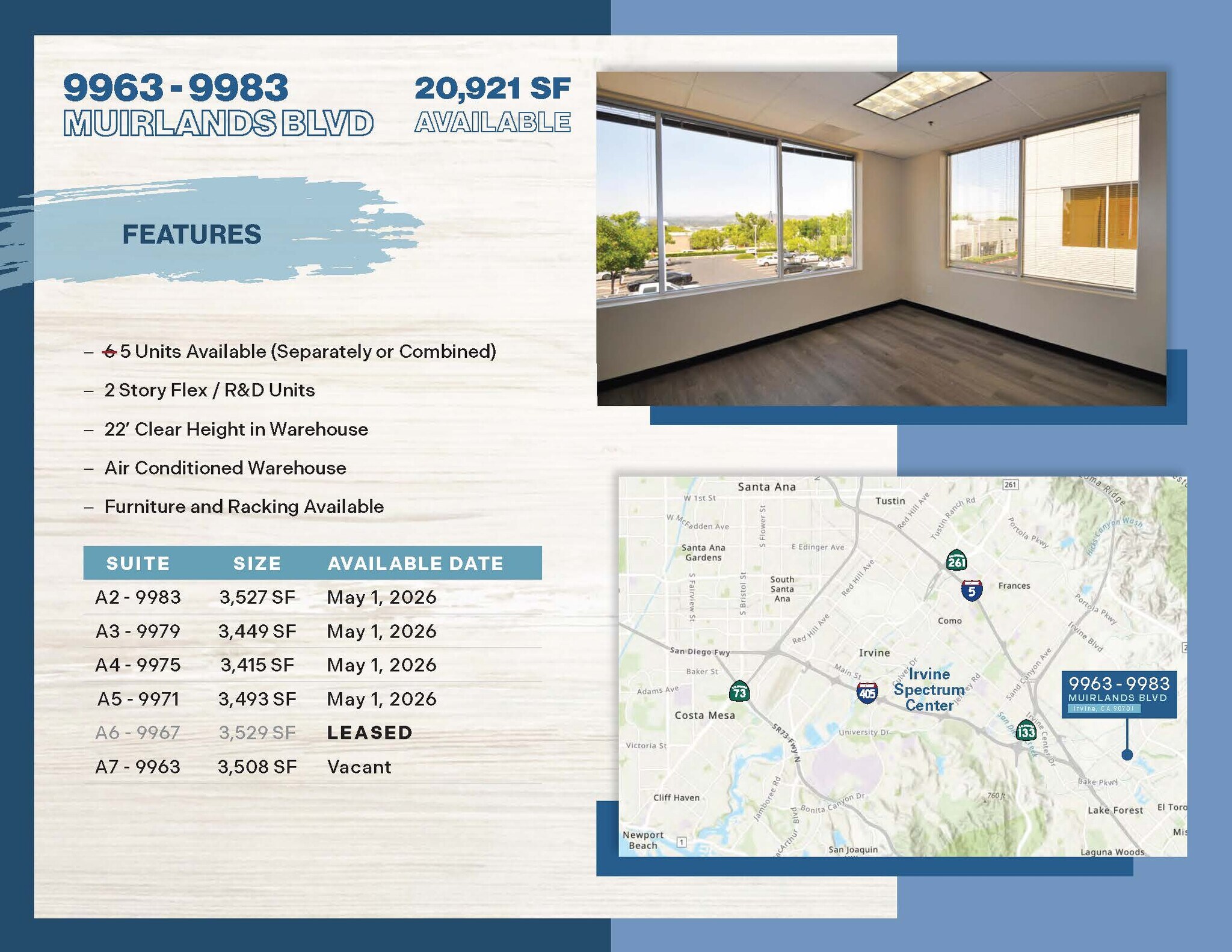 9963-9987 Muirlands Blvd, Irvine, CA à louer Photo intérieure– Image 1 sur 7