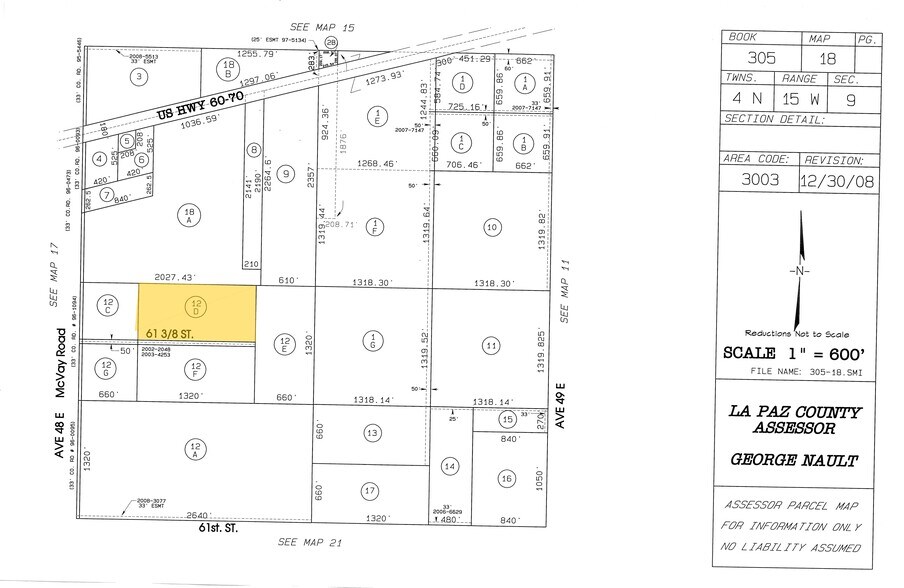 US-60 & McVay Rd, Bouse, AZ à vendre - Plan cadastral – Image 2 sur 2