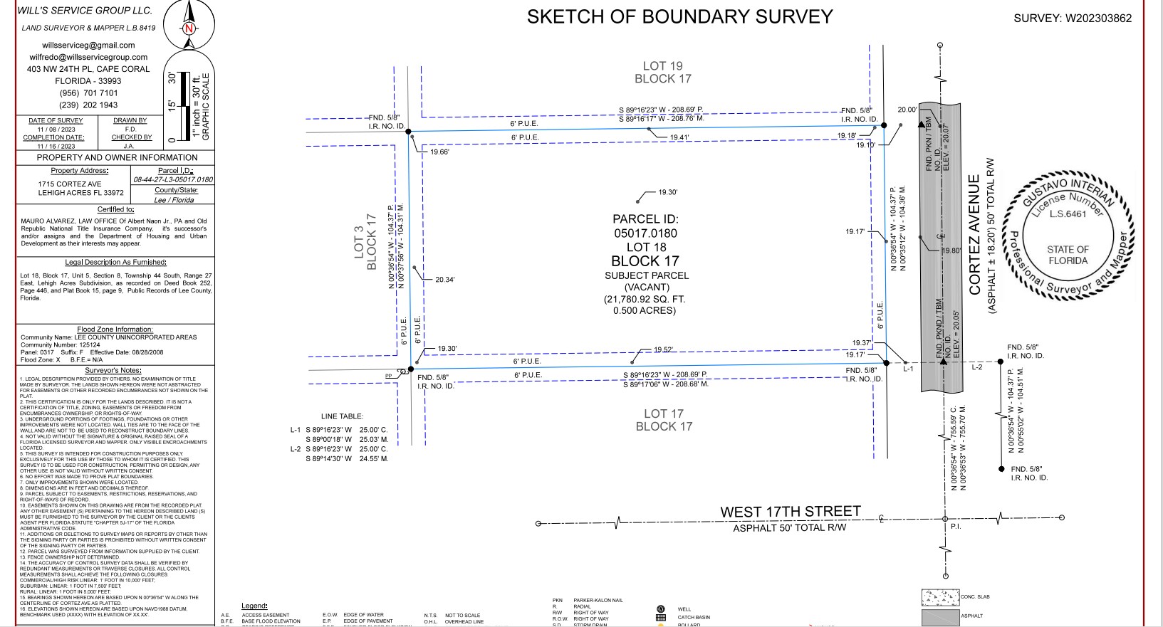 1715 Cortez, Lehigh Acres, FL à vendre Plan de site– Image 1 sur 3