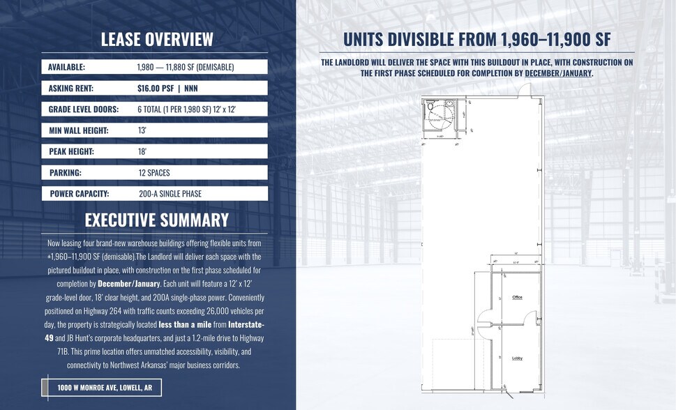 1000 W Monroe Ave, Lowell, AR à louer - Photo de l’immeuble – Image 2 sur 9