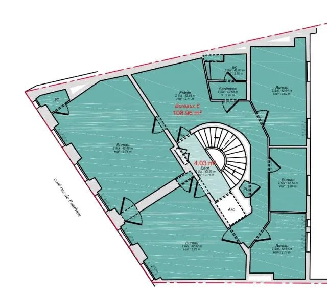 Bureau dans Paris à louer - Plan d’étage – Image 2 sur 7