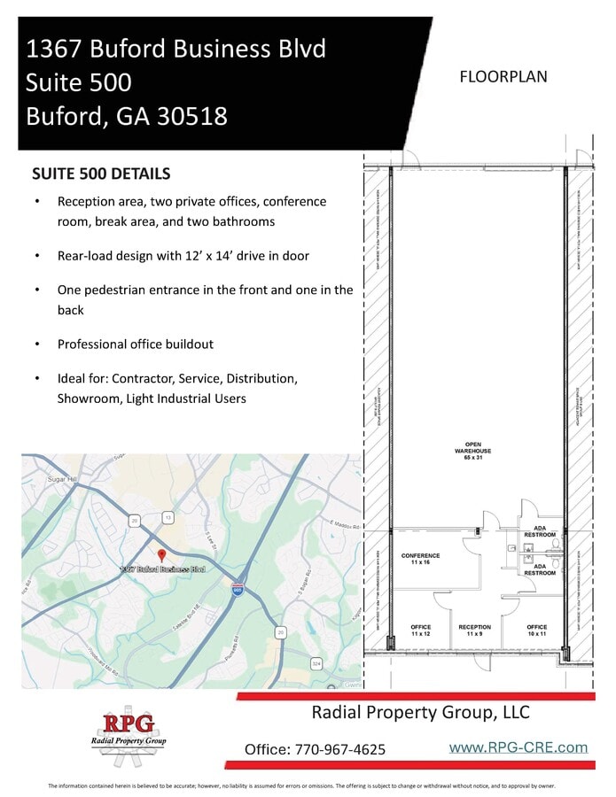 1367 Buford Business Blvd, Buford, GA 30518 - Lot 500 - - Plan d’étage - Image 1 of 1