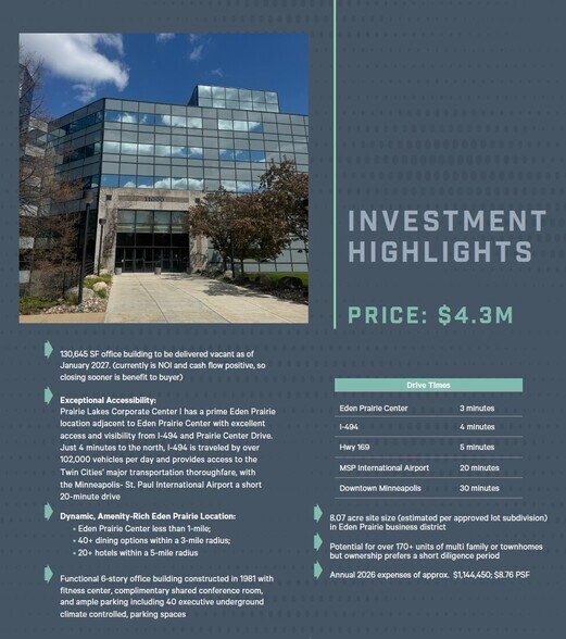 11000 Prairie Lakes Dr, Eden Prairie, MN à vendre - Photo de l’immeuble – Image 2 sur 14