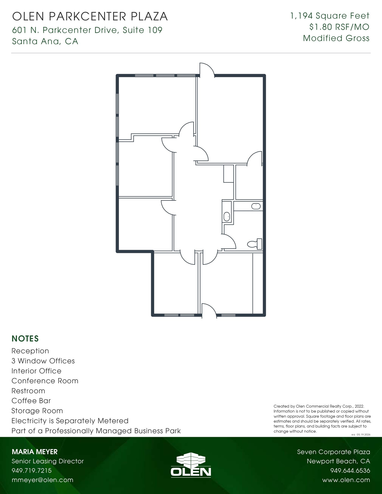 601 N Parkcenter Dr, Santa Ana, CA à louer Plan d’étage– Image 1 sur 1