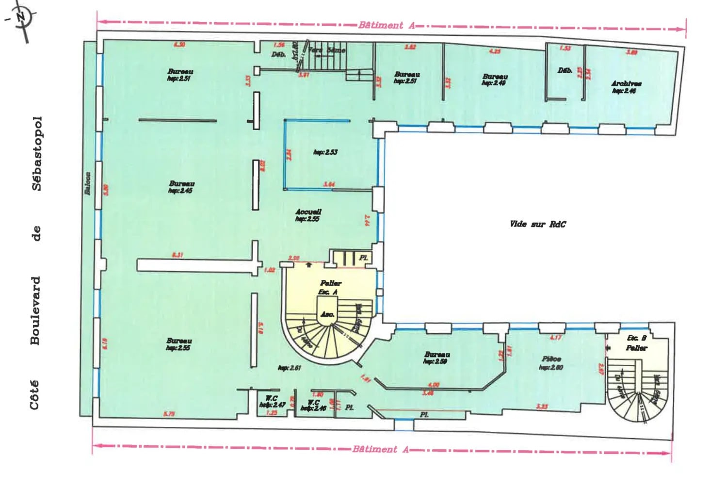 62 Boulevard De Sébastopol, Paris à louer Plan d’étage– Image 1 sur 3