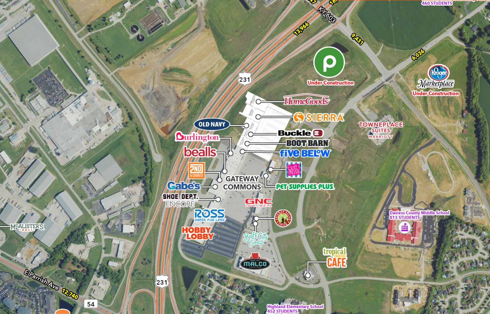 KY Hwy 54 and Hayden Rd, Owensboro, KY à louer Aérien– Image 1 sur 2