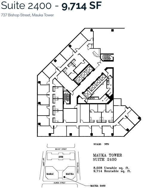 733 Bishop St, Honolulu, HI à louer Plan d’étage– Image 1 sur 1