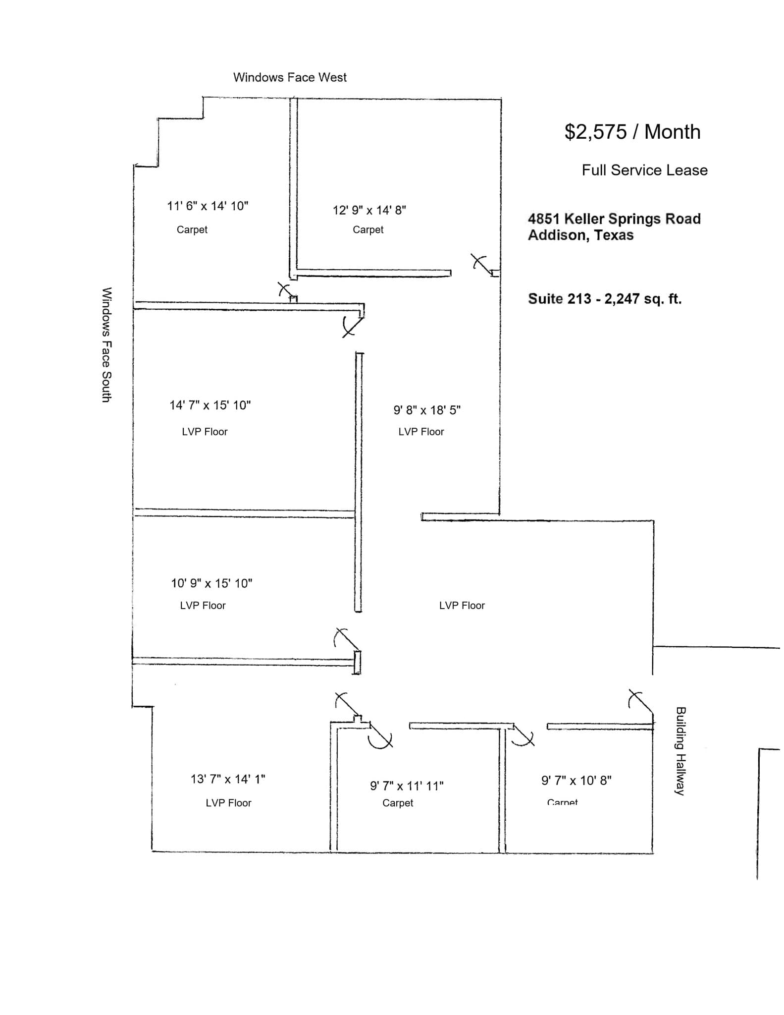 4851 Keller Springs Rd, Addison, TX à louer Plan d’étage– Image 1 sur 1
