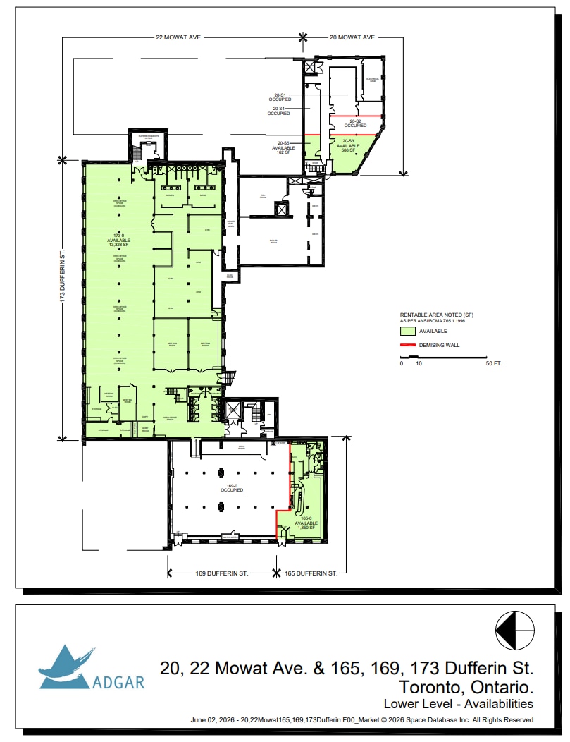 173 Dufferin St, Toronto, ON à louer Plan d’étage– Image 1 sur 1