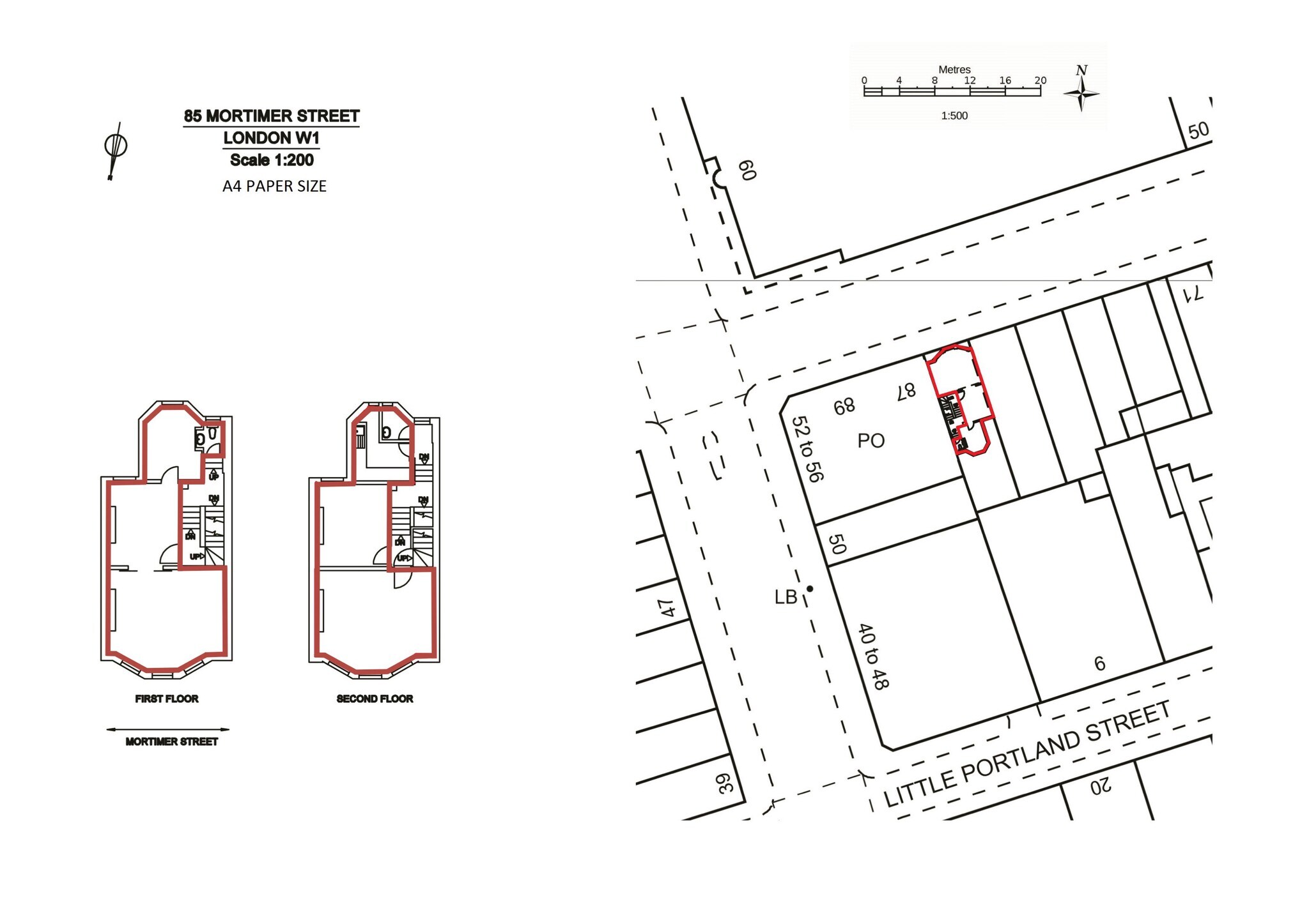 85 Mortimer St, Londres à louer Plan de site– Image 1 sur 1