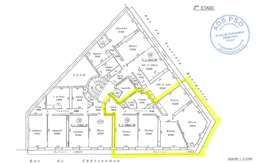 11 Rue De Châteaudun, Paris à louer Plan d’étage– Image 1 sur 1