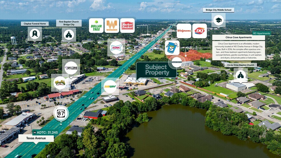 1150 Texas Ave, Bridge City, TX à vendre - Aérien – Image 2 sur 2