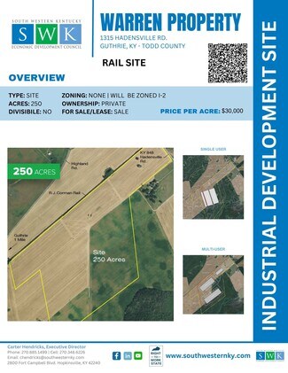 Plus de détails pour 1445 Hadensville Rd, Guthrie, KY - Terrain à vendre