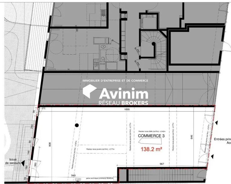 Local commercial dans Paris à louer - Plan d’étage – Image 2 sur 3