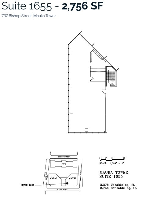 733 Bishop St, Honolulu, HI à louer Plan d’étage– Image 1 sur 1