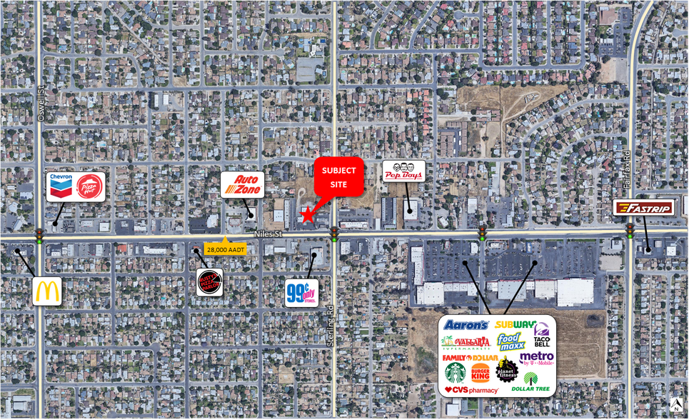 3806-3812 Niles St, Bakersfield, CA à louer - Aérien – Image 3 sur 3