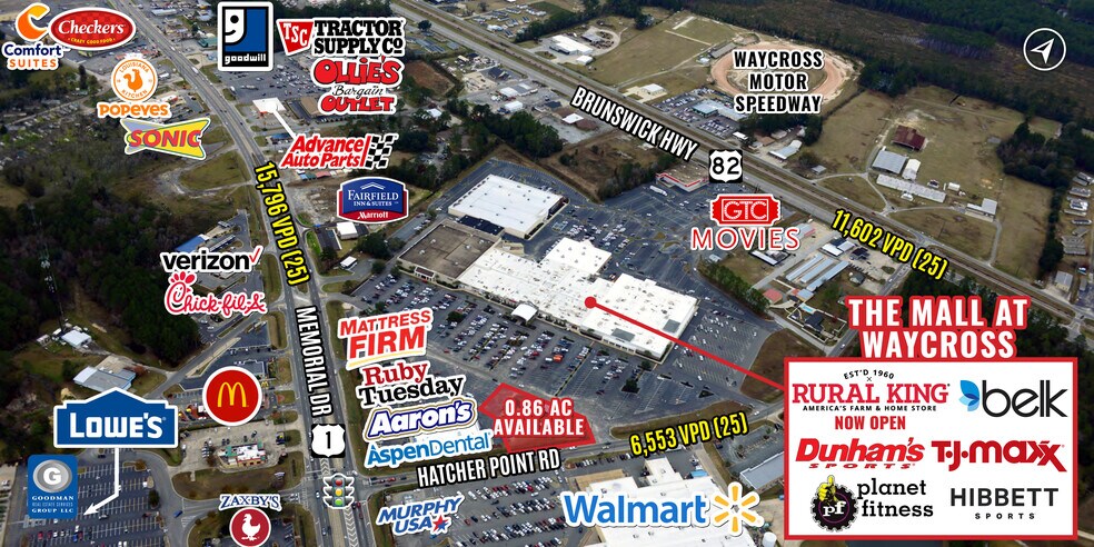 2215 Memorial Dr, Waycross, GA à louer - Aérien – Image 2 sur 4