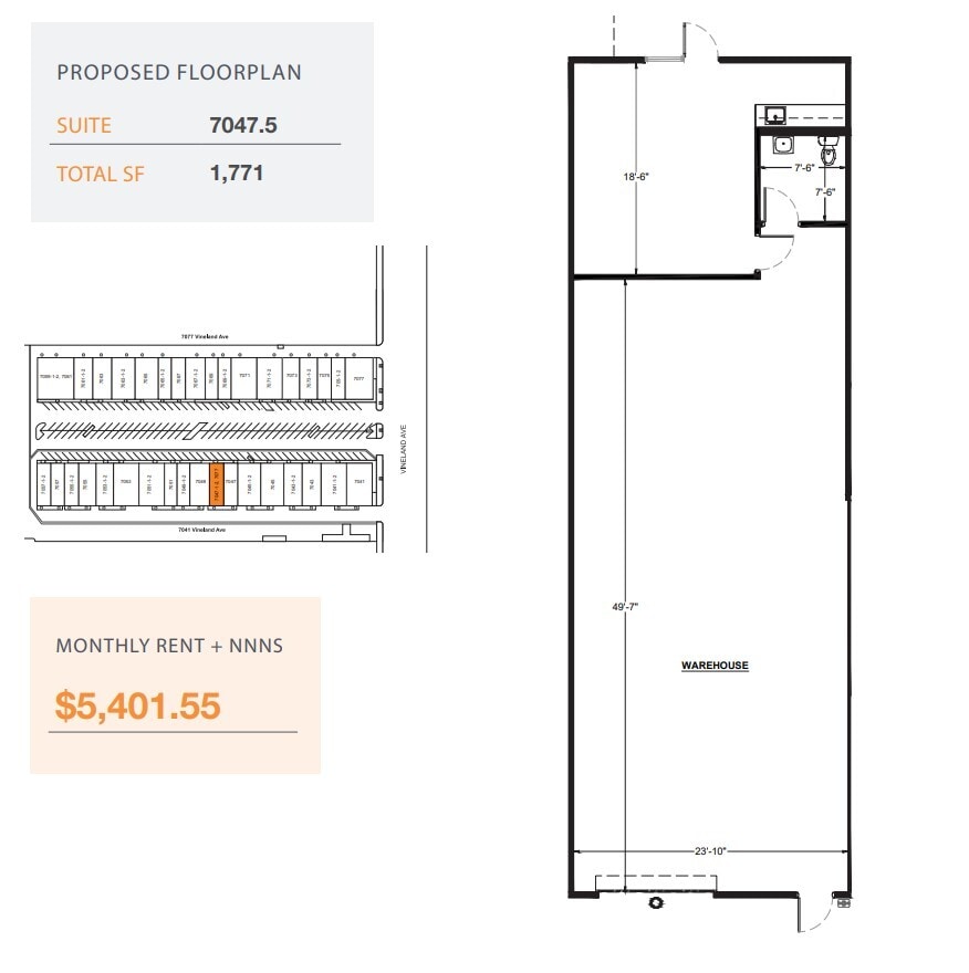 7059-7077 1/2 Vineland Ave, North Hollywood, CA à louer Plan d’étage– Image 1 sur 1