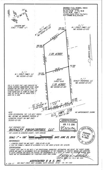 5024 Sunset Blvd, Lexington, SC à vendre - Plan de site – Image 2 sur 4