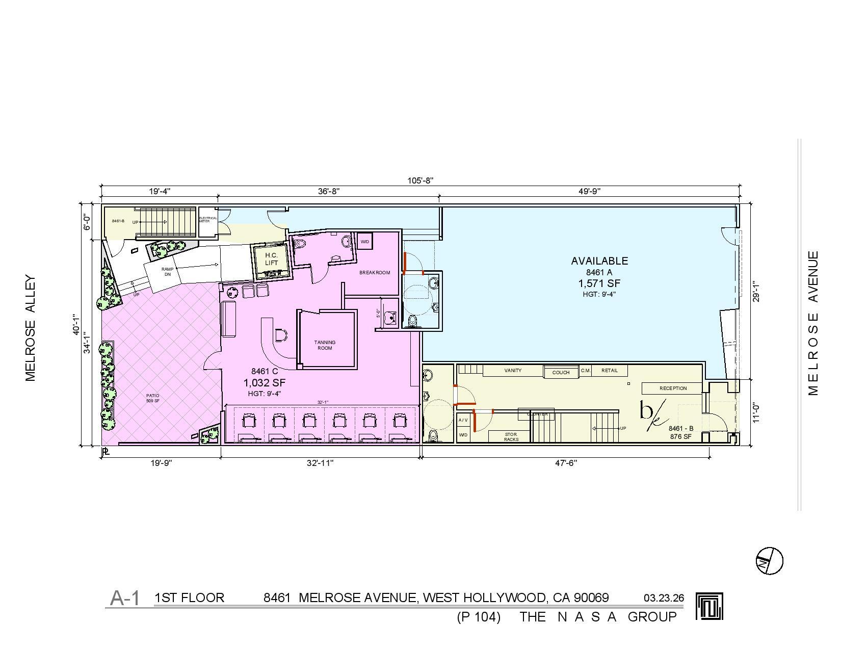 8461 Melrose Ave, West Hollywood, CA à louer Plan d’étage– Image 1 sur 1