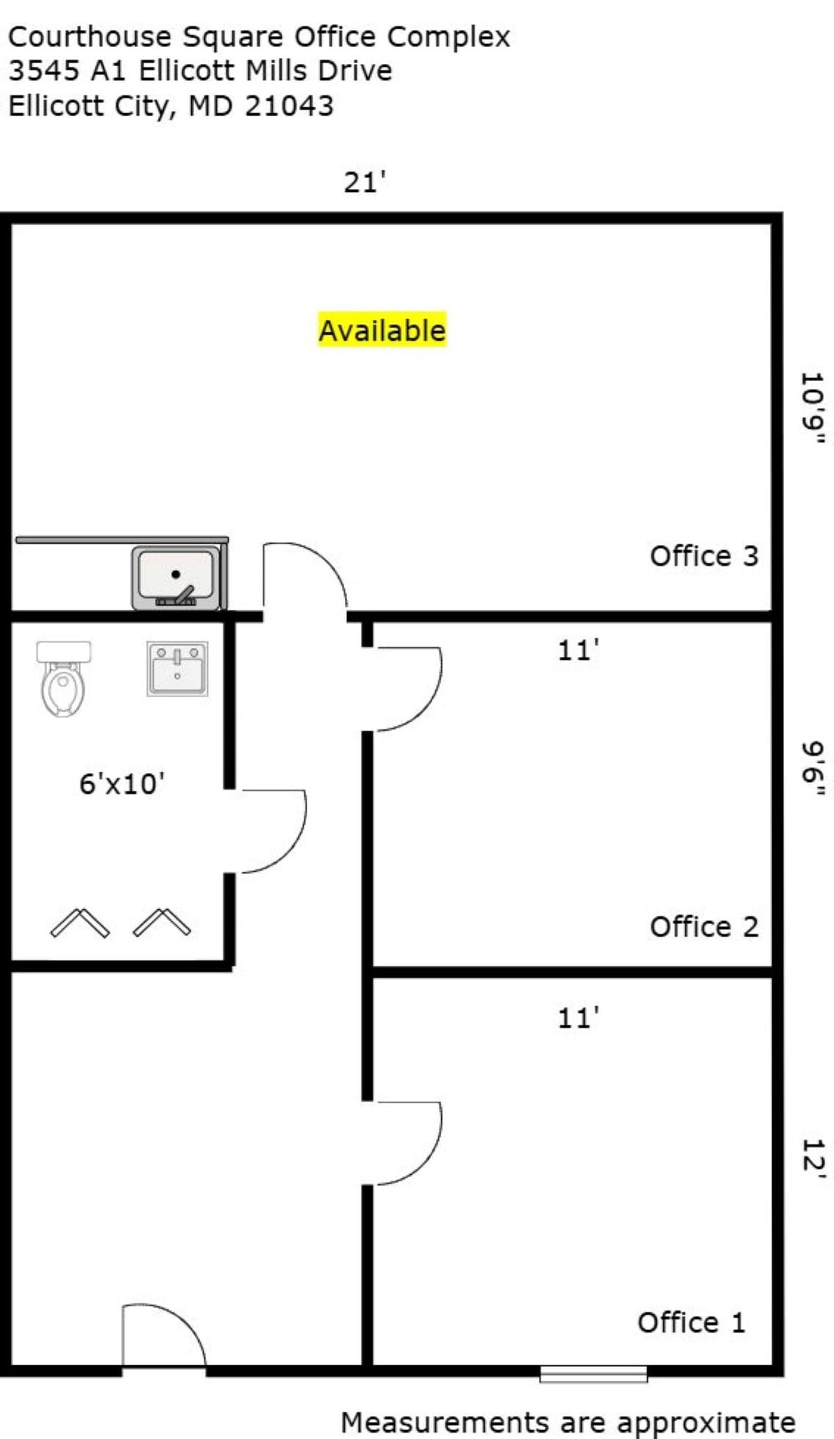 3545 Ellicott Mills Dr, Ellicott City, MD à louer Plan d’étage– Image 1 sur 3