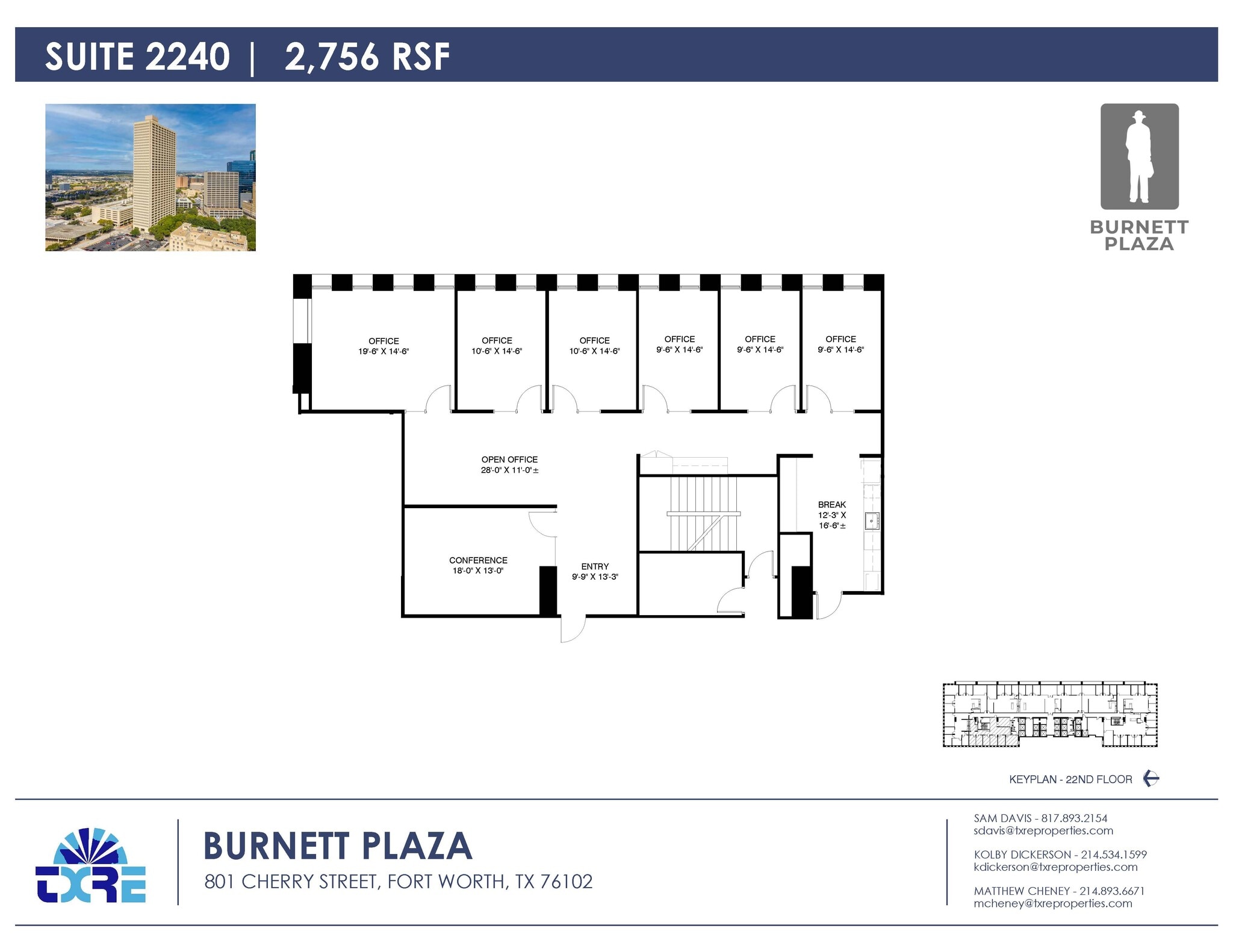 801 Cherry St, Fort Worth, TX à louer Plan d’étage– Image 1 sur 4