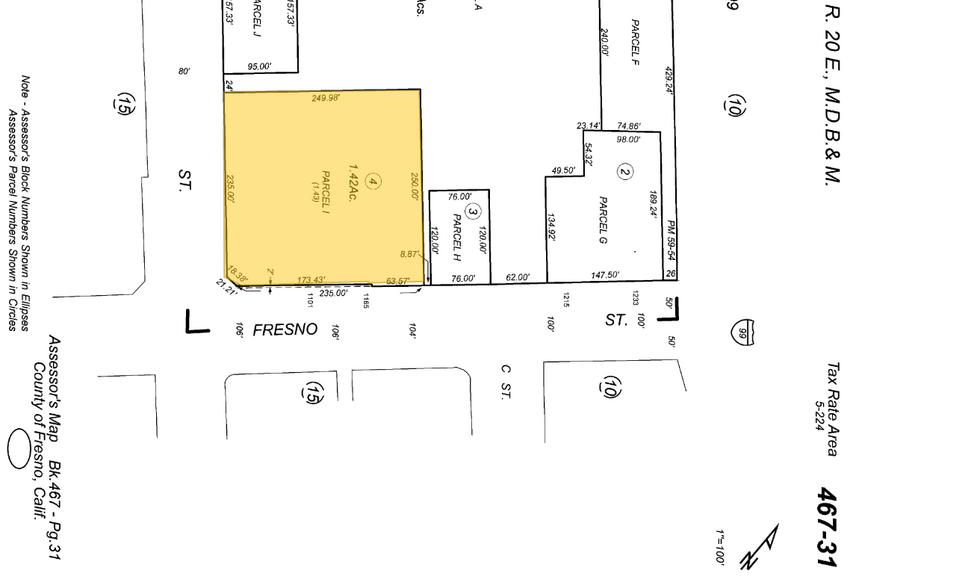 1101 Fresno St, Fresno, CA à vendre - Plan cadastral – Image 2 sur 3