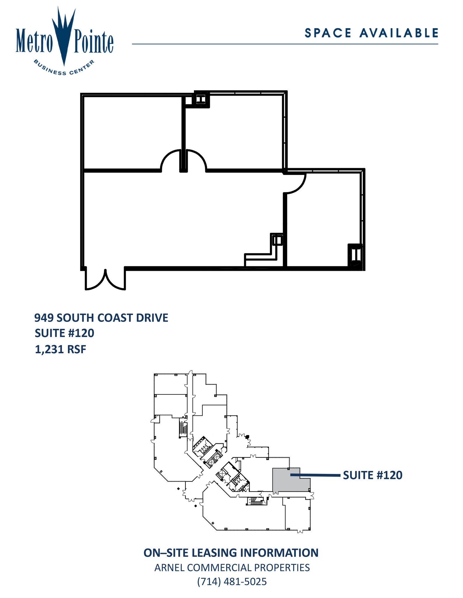 949 S Coast Dr, Costa Mesa, CA à louer Plan d’étage– Image 1 sur 1