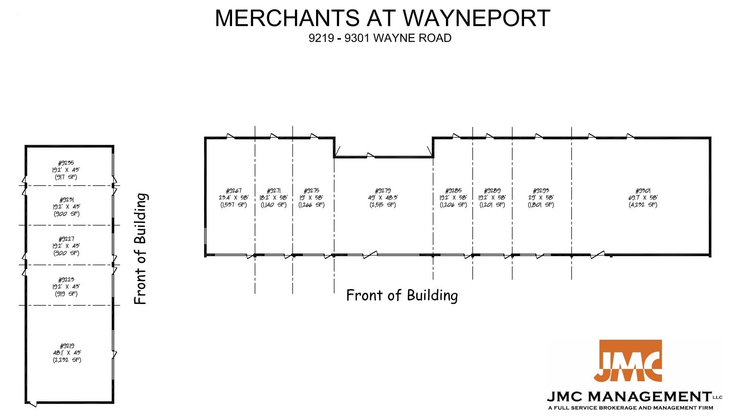 9219-9301 Wayne Rd, Romulus, MI à louer Plan d’étage– Image 1 sur 2