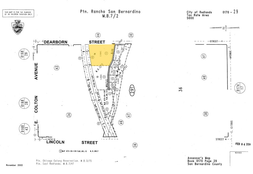 __, Redlands, CA à vendre - Plan cadastral – Image 2 sur 2