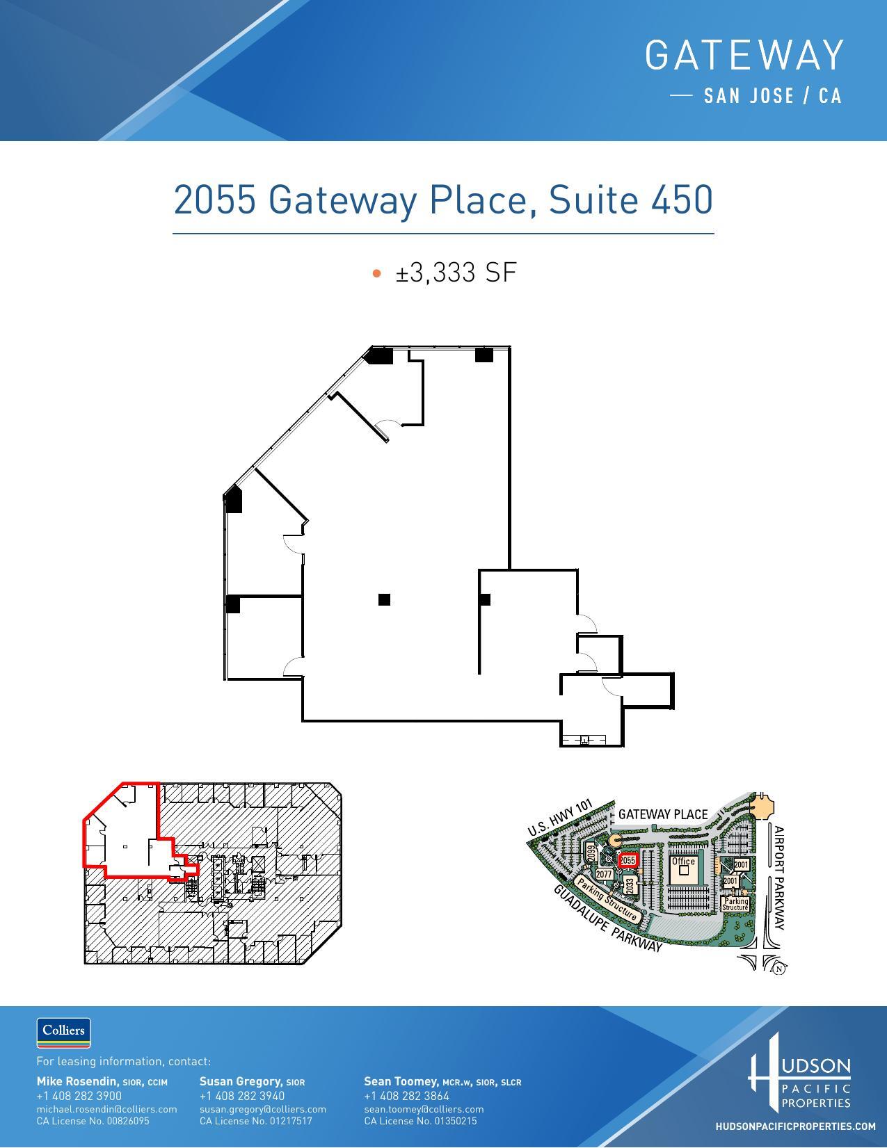 2033 Gateway Pl, San Jose, CA à louer Plan d’étage– Image 1 sur 1