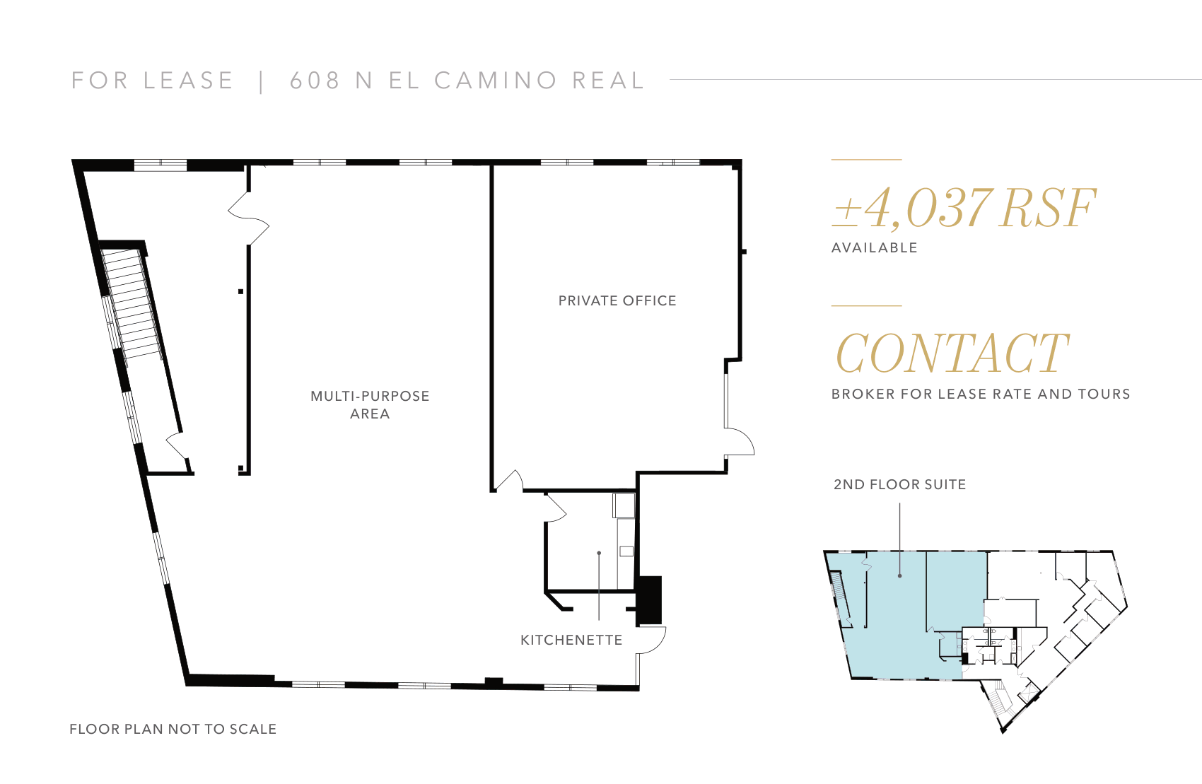 608 N El Camino Real, San Mateo, CA à louer Plan d’étage– Image 1 sur 1