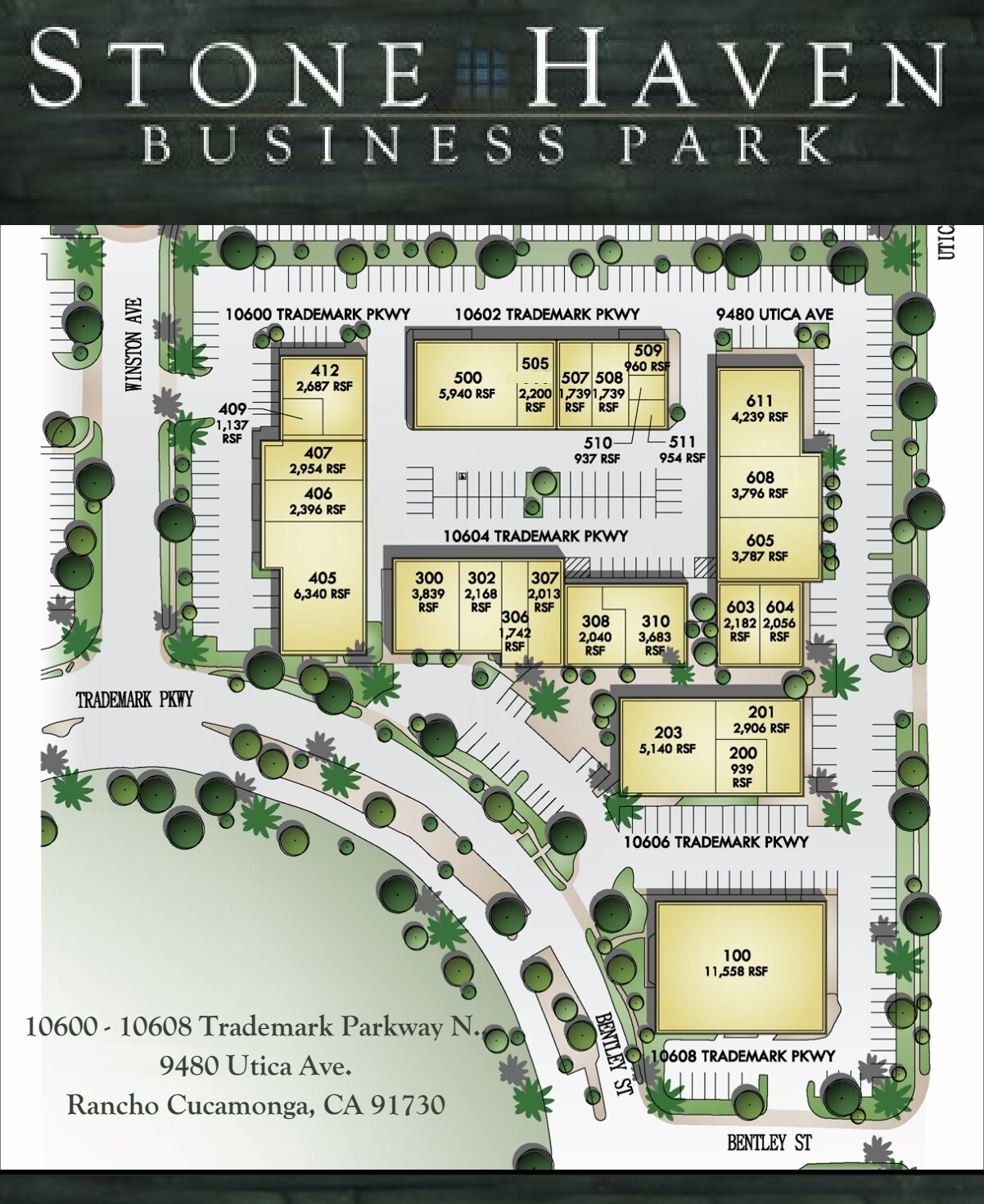9480 Utica Ave, Rancho Cucamonga, CA à louer Plan de site– Image 1 sur 2