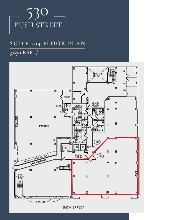 530 Bush St, San Francisco, CA à louer Plan d’étage– Image 1 sur 1