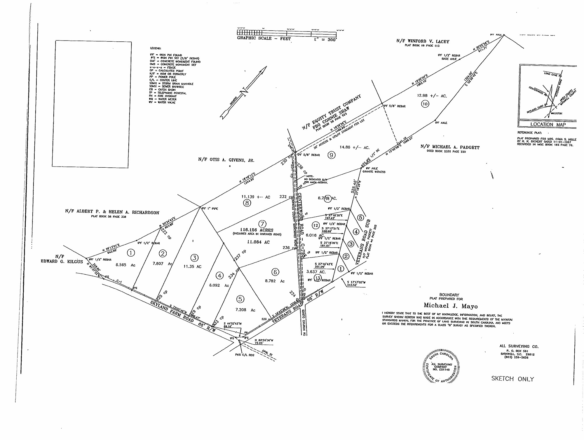 Centerwood Road, Williston, SC à vendre Plan cadastral– Image 1 sur 2