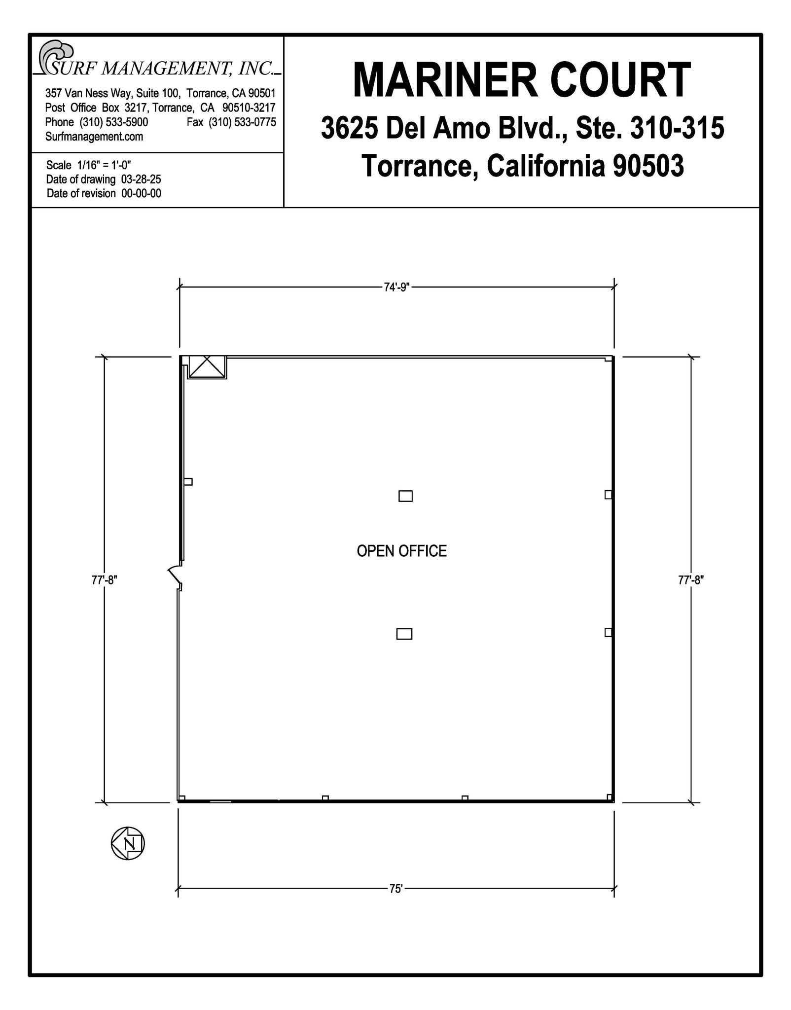 3625 Del Amo Blvd, Torrance, CA à louer Plan d’étage– Image 1 sur 2